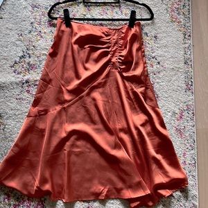 Satin Rich Copper Midi Skirt (Never Worn, New)